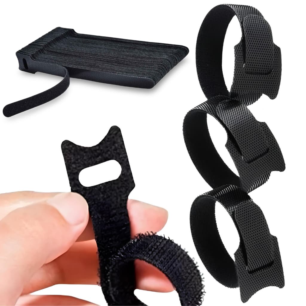 Jogo 20 Abraçadeira Organizador de Cabos e Fios 15cm Preta Reutilizável Presilha Fixador USB Chicote