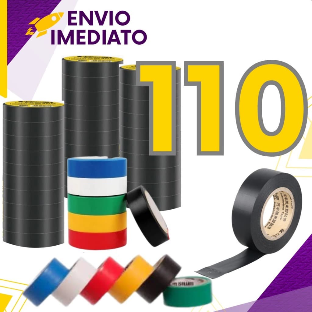 Kit 110 ou 92 un - Fita Isolante AntiChama Preta E Colorida Fio Isolamento Cabo Conserto Reparo