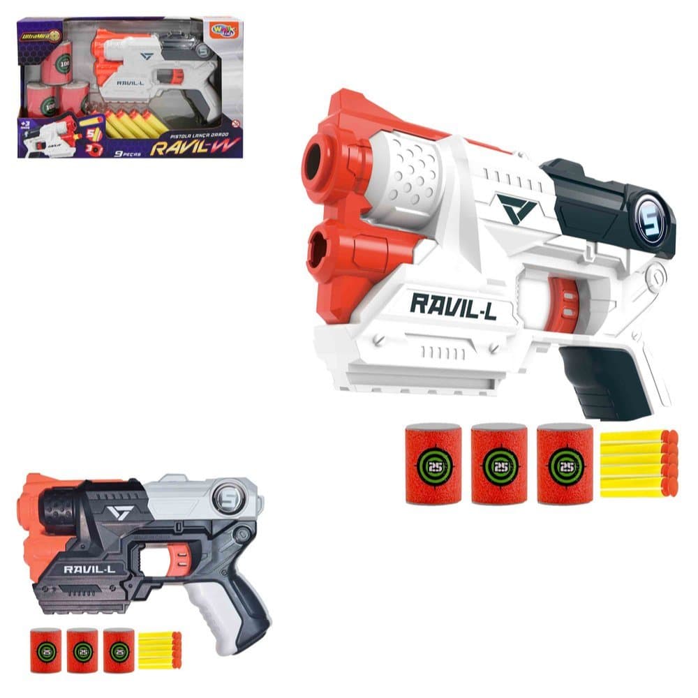Kit Arminha Pistolas Nerfs Brinquedo Infantil Lança Dardos Espuma Mascara 8/9/10/12 Peças - Sortida