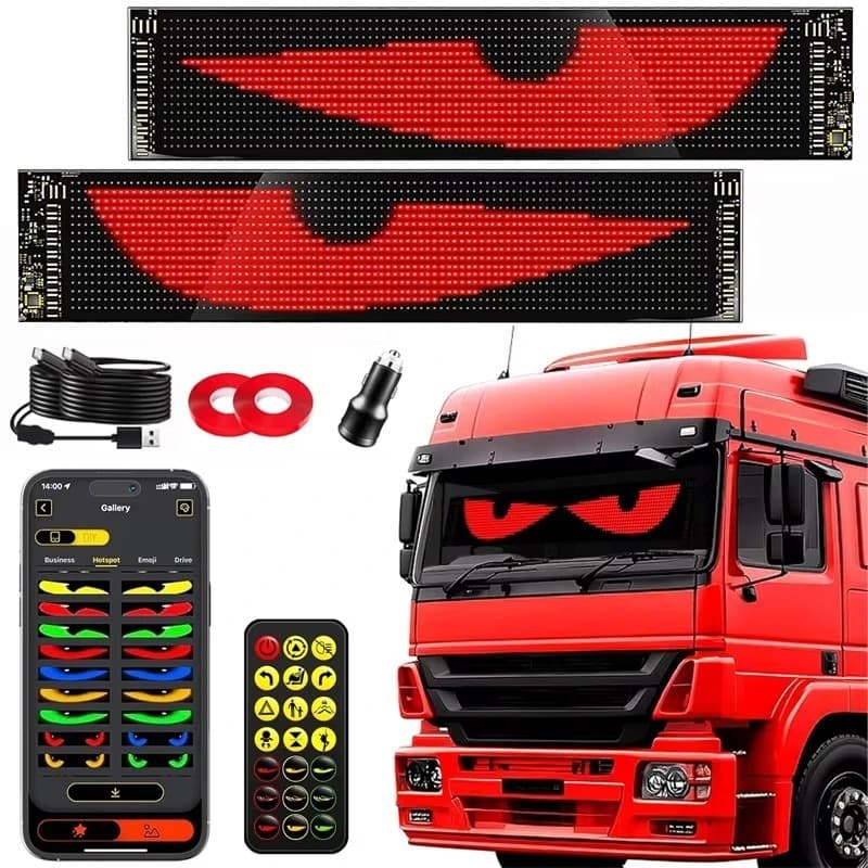 Luz De Olhos Com Display Led  Programável  Diabo Olho Controle Para Carro Caminhão 16*96pixels
