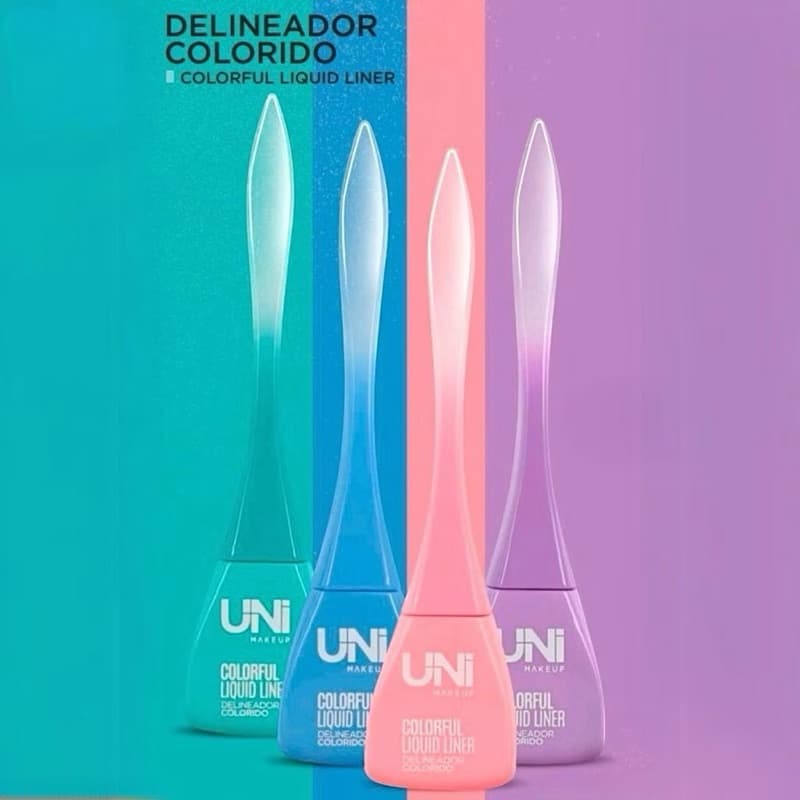 Delineador Colorido Líquido Rosa Verde Azul Lilás Uni Makeup