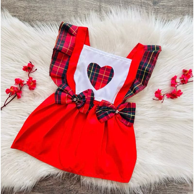 Romper Mesversario Bebe Menina fantasia Xadrez