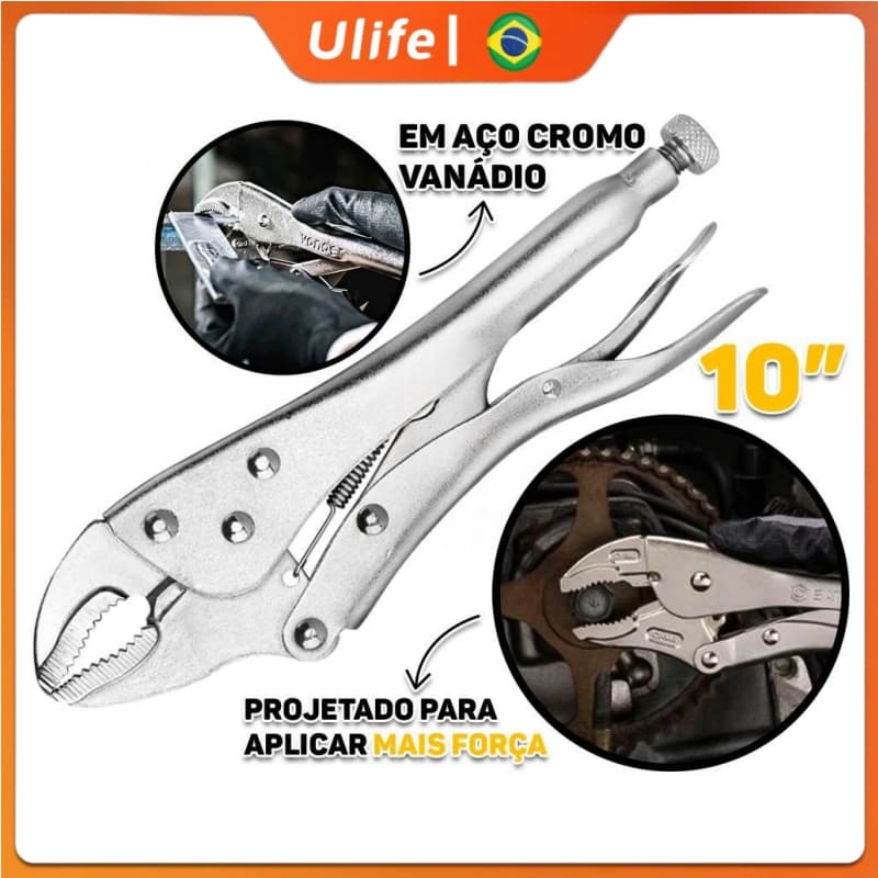 Alicate de Pressão Em Aço Carbono Com Mordente Curvo 10 Polegadas 250mm