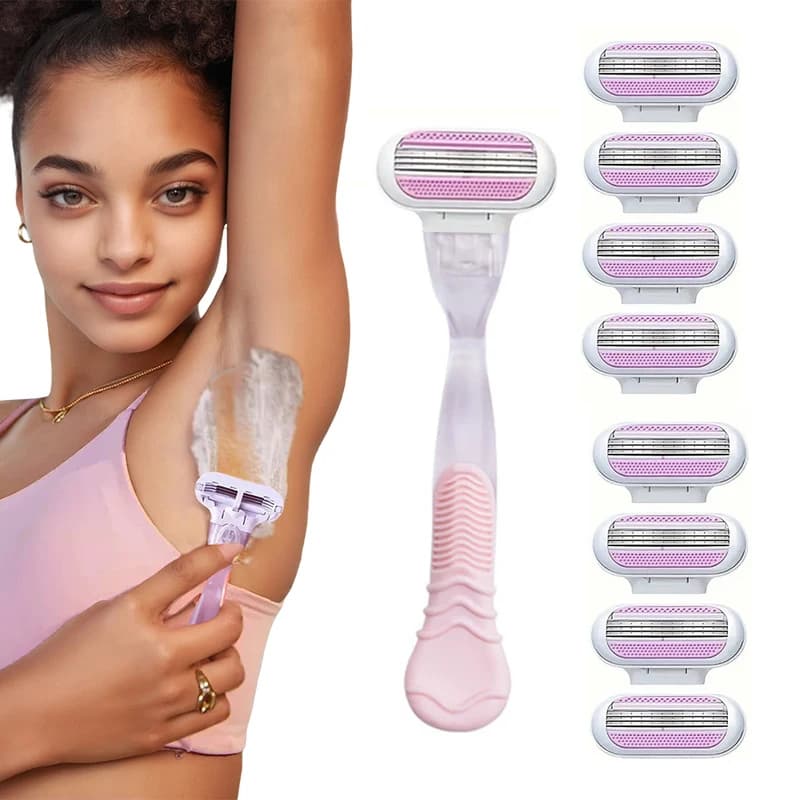 Navalha Para Mulheres Lâmina De 3 Camadas Perna Cabelo Axilas Faca De Barbear Lâminas Ponto