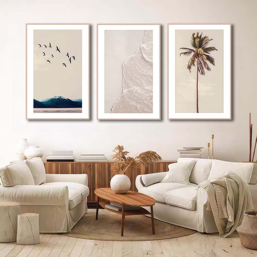 Quadros Decorativos Trio Paisagem Textura Gigante 120x60cm​​ ​​Decore Quarto Sala Copa Escritório Hall