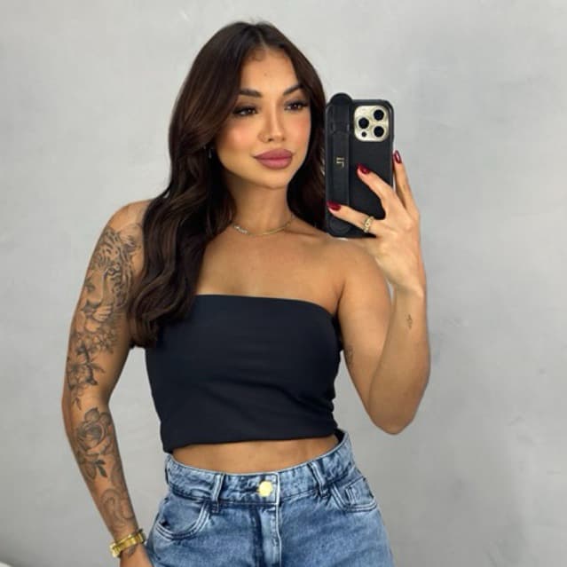 Top Tomara que caia CROPPED TOP TUBE Feminino Faixa Gringa Blusa Blusinha