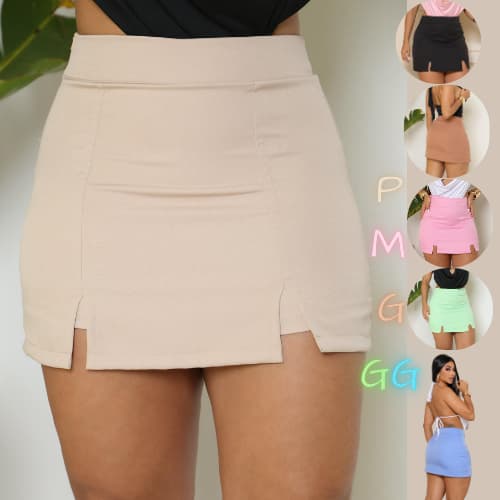 Short Saia Alfaiataria Feminina com 2 Aberturas – Entrega Imediata