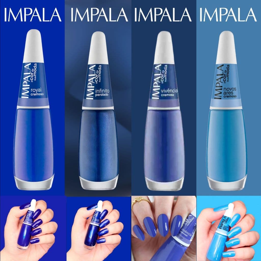 Esmaltes Impala Tons Azul Cremoso Metálico Nova Coleção Impala Esmalte Azul Royal Atacado