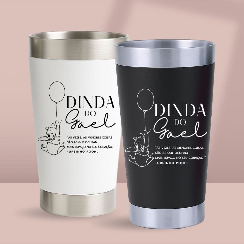 Kit 3 Copos Térmicos Dinda e Dindo - Presente Perfeito Com Carinho