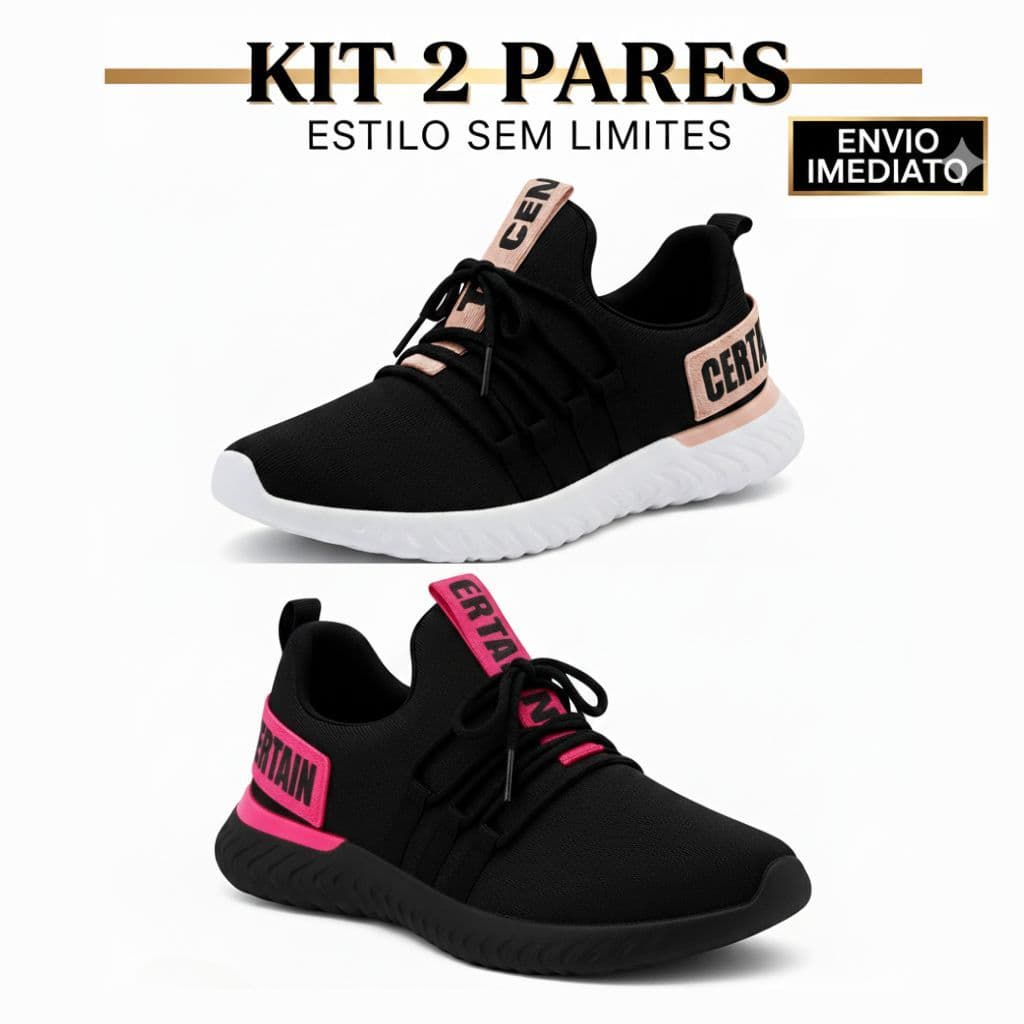 Kit Tênis Feminino 2 pares promoção envio 24hras