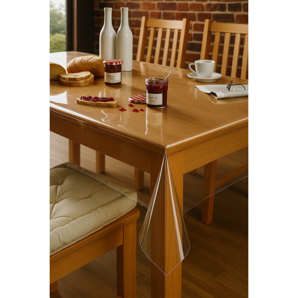 Toalha de Mesa PVC Transparente Protetor de Mesa Plástico Impermeável para Cozinha e Restaurantes Fácil Limpeza