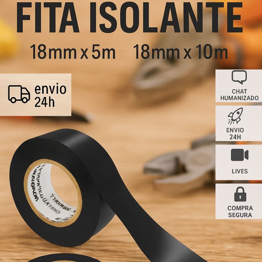 Kit 10 Fitas Isolante Anti Chama Preta Startools 5/10 Metros Startools