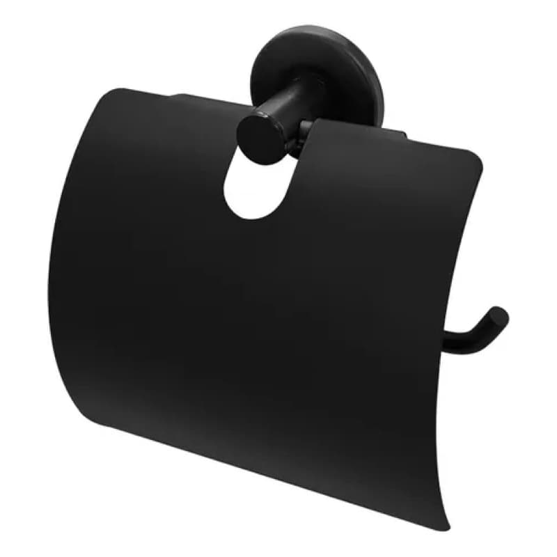 Papeleira de Parede Hidrolar com Tampa Inox – Preto Fosco | Porta Papel Higiênico Moderno