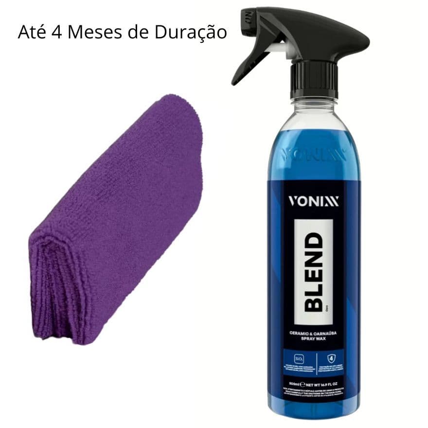 CERA SPRAY BLEND COM SILICA 500ML + Microfibra 28x28 220GSM VONIXX CERA CARNAÚBA AUTOMOTIVA PRONTO PARA USO VONIXX