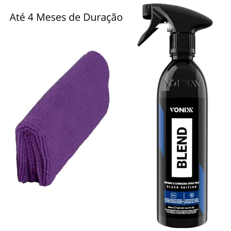 Blend Black Edition Spray wax Cera de Carnaúba 500ml + Microfibra 28x28 220GSM  Carros Escuros
