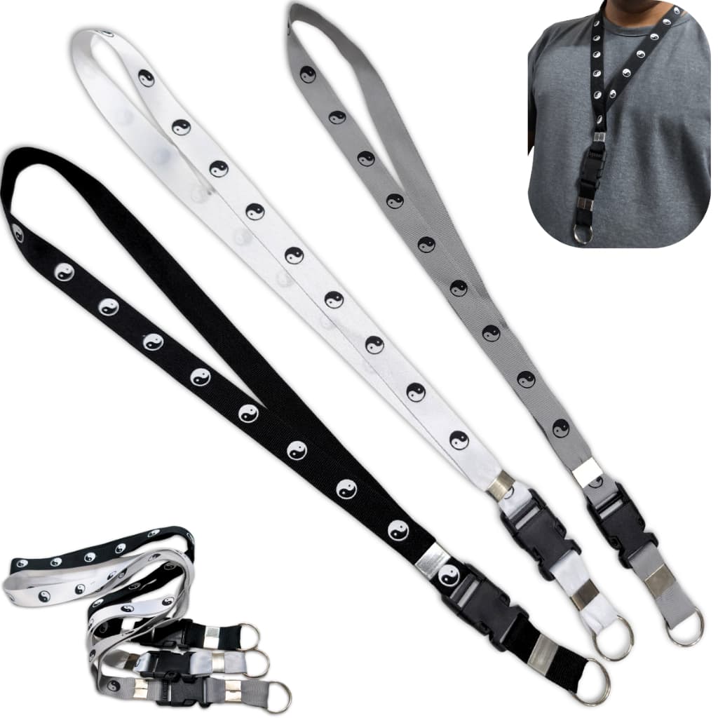 Chaveiro Yin Yang Cordão Pescoço Moto Carro Porta Cracha Engate Tirante Lanyard