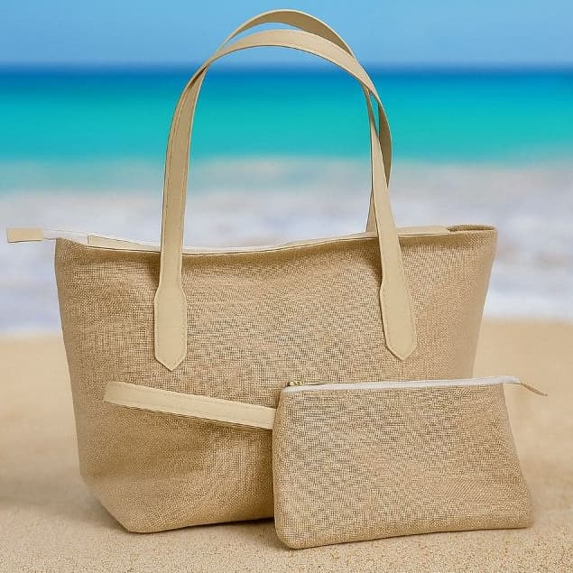Bolsa de Praia Feminina Grande de Ombro Com Porta Documentos Verão Férias Piscina Palha