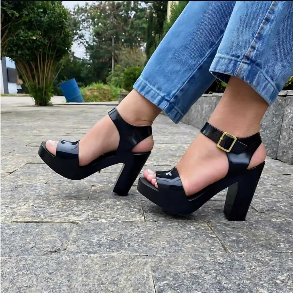 Salto Alto Feminino Sandália Confortavel Elegante Grosso 9CM