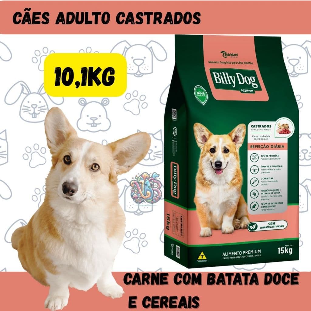 Billy dog Ração Premium Cães Castrados 10kg