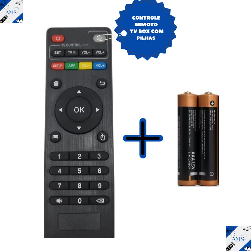 Controle Remoto compatível com Tv B O X SKY- 8095 OU 7490 com pilhas