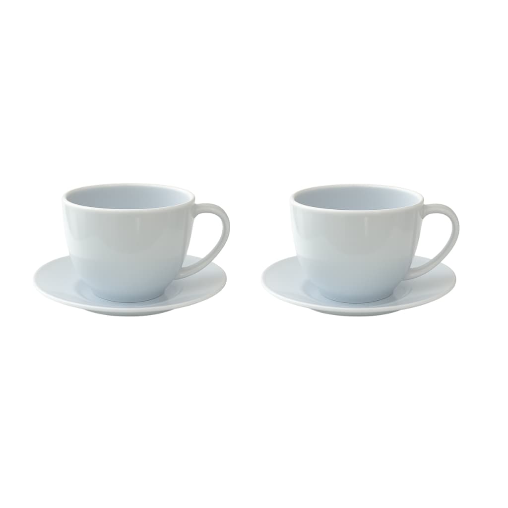 Kit Xícaras Brancas Acrílicas 180ml 2 Unidades Com Pires Para Café Chá Casa Cozinha Decoração