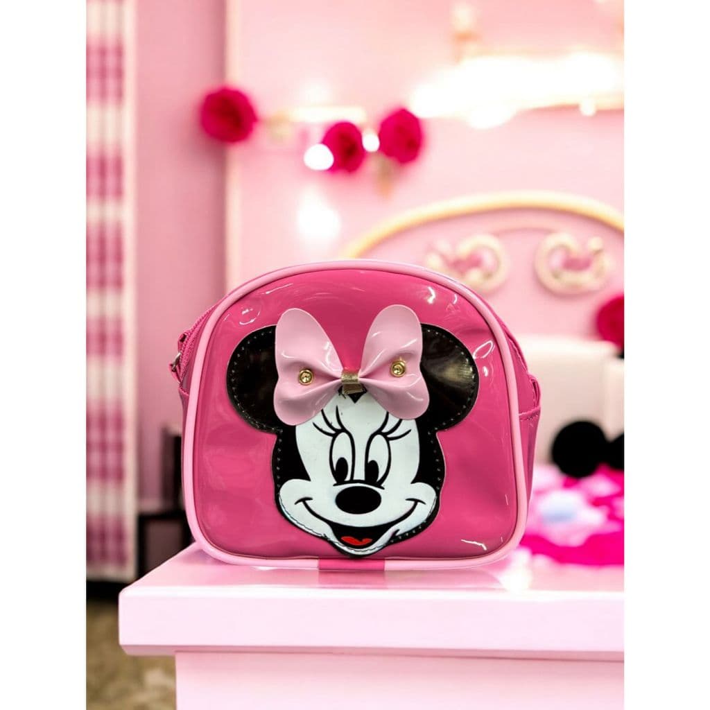 Bolsa feminina Transversal Minie Infantil 🎀 Disney Laço 3D Fashion Fofo Passeio Menina
