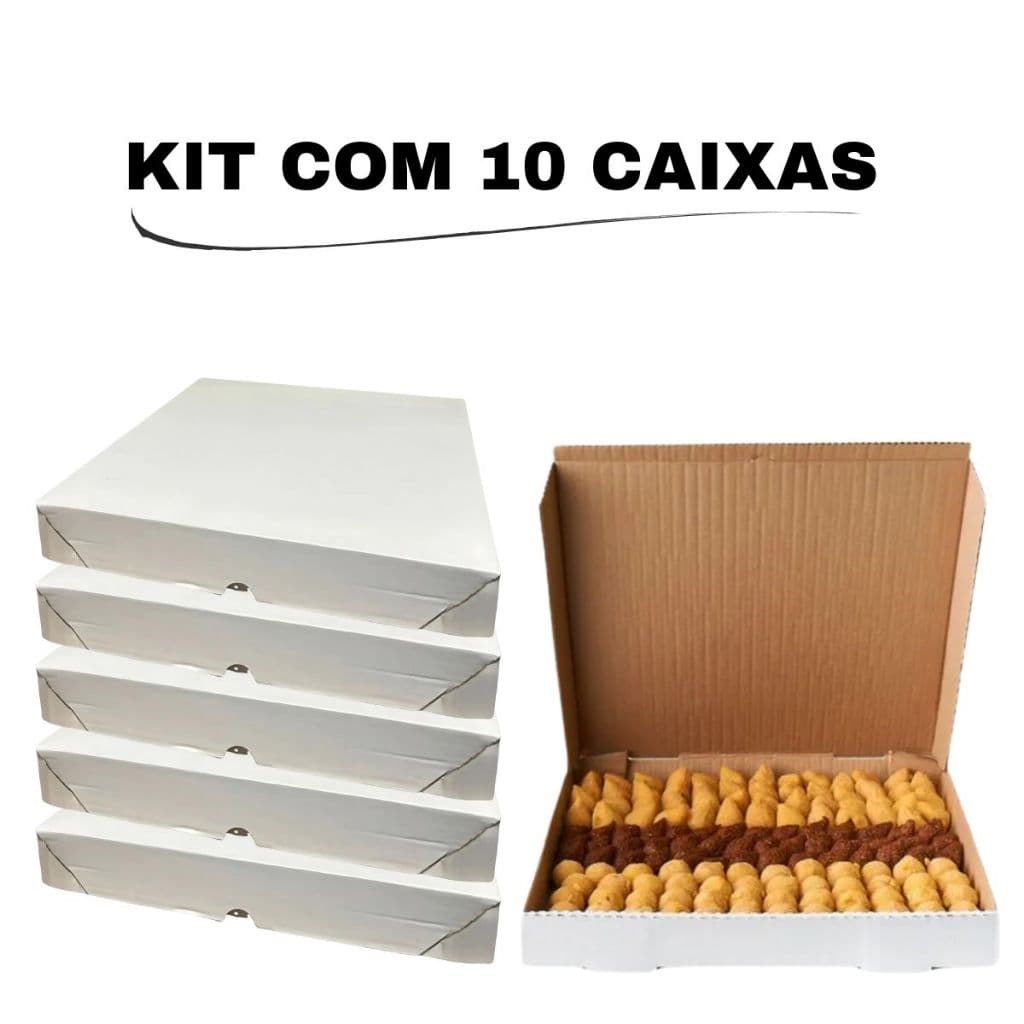 Kit 10 Caixas De Papelão Quadrada Branca 38x38x6 Montavel Salgados Doces Festas Aniversário