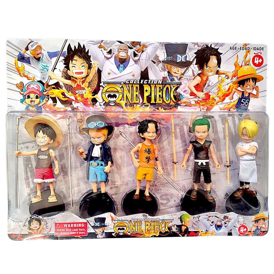 Kit 5 Bonecos Anime Luf 14cm Pvc Coleção C/ Base e Acessórios