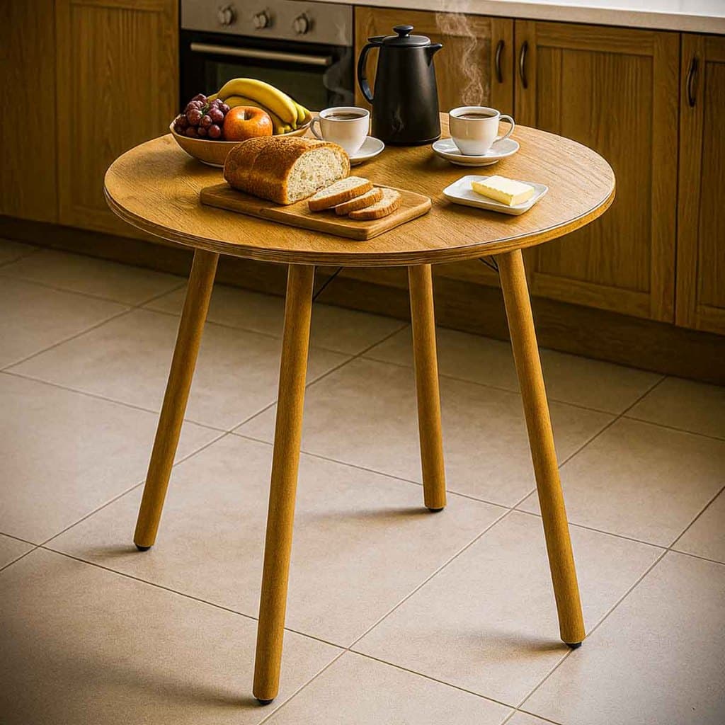 Mesa de Cozinha Retro Sala de Jantar 4 Lugares Madeira Reforçada 80cm