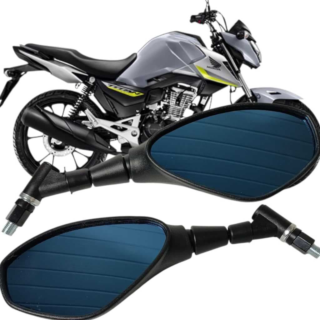 Par Retrovisor Bmw F800 Haste Curta Giro 360 Lente Azul Rosca Honda Fan 150 160 Twister Cb300 Xre