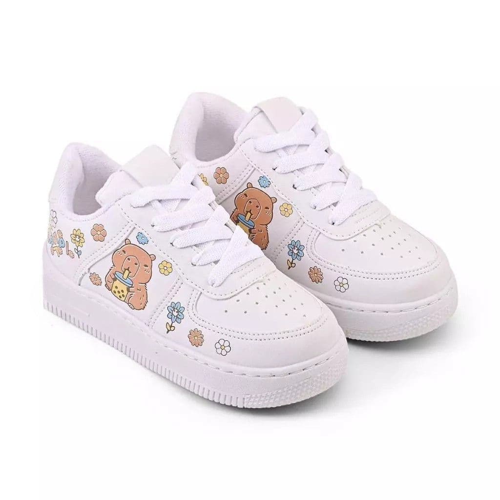 Tênis Infantil Capivara e Tênis Branco Menino e Menina Casual Bebe Super Macio Lançamento Linha Premium Antiderrapante