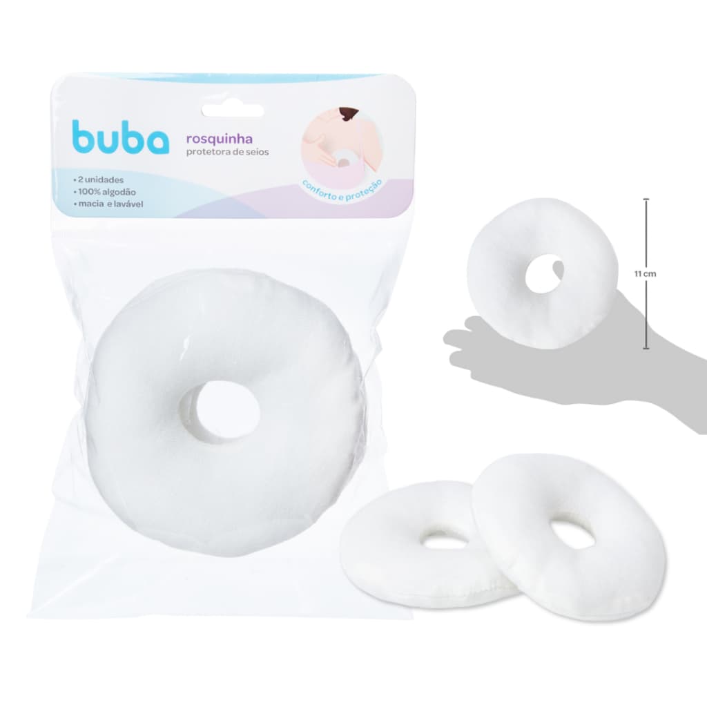 KIT COM 2 ROSQUINHAS PROTETORA DE SEIOS LAVÁVEL DE ALGODÃO BUBA