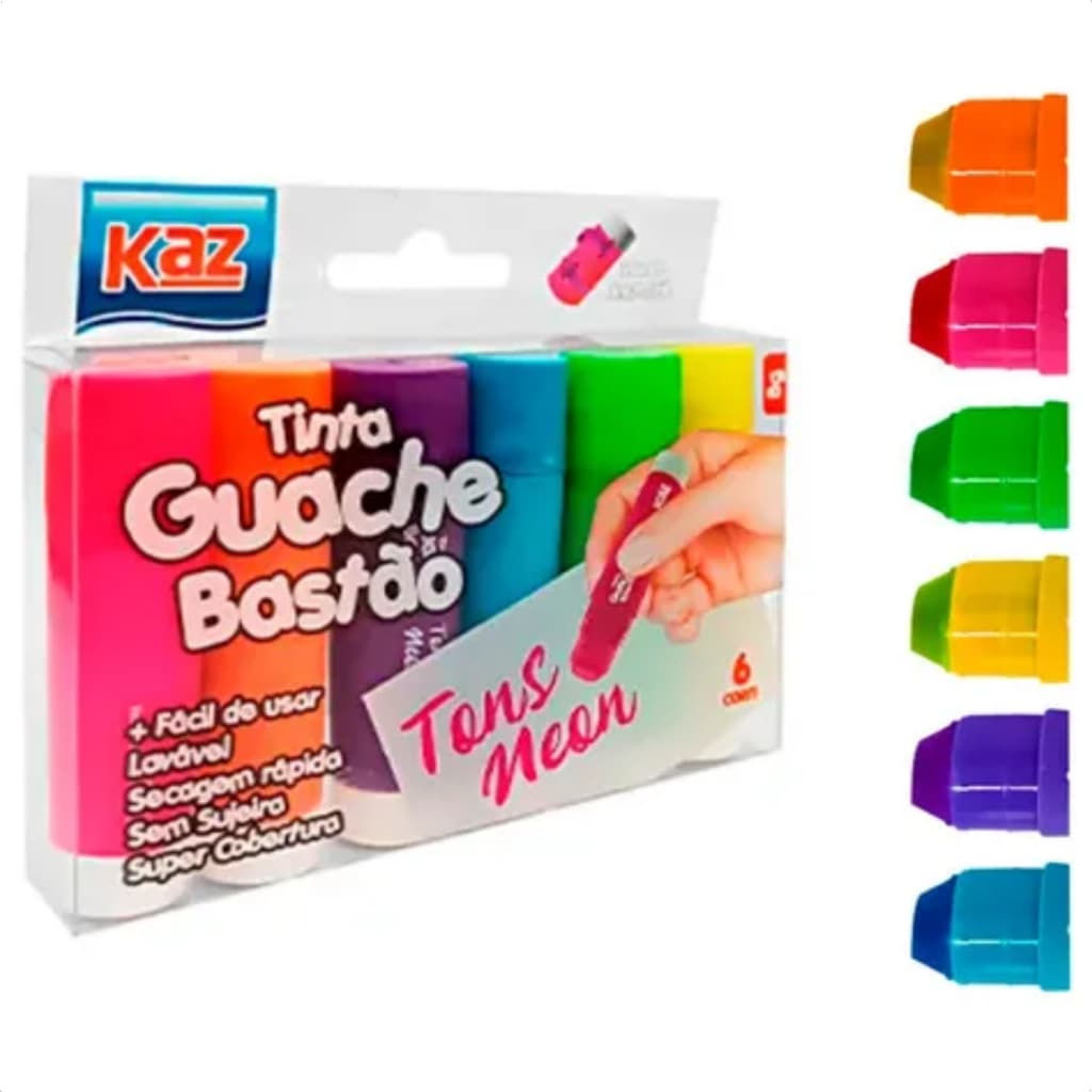 Tinta Guache Bastão Caneta  6 Cores Tons Neon Secagem Rápida