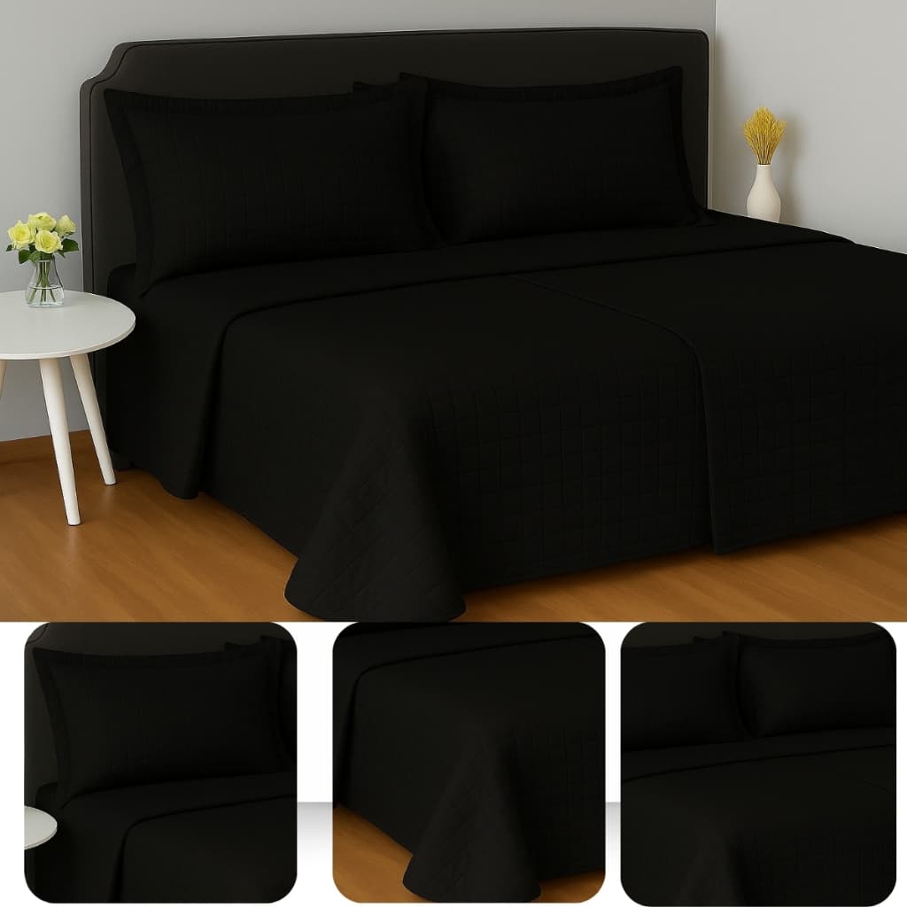Kit Colcha Cobre Leito King Size/Queen/Casal/Solteiro Matelado MicroPercal 400 Fios 3 Pçs Macio