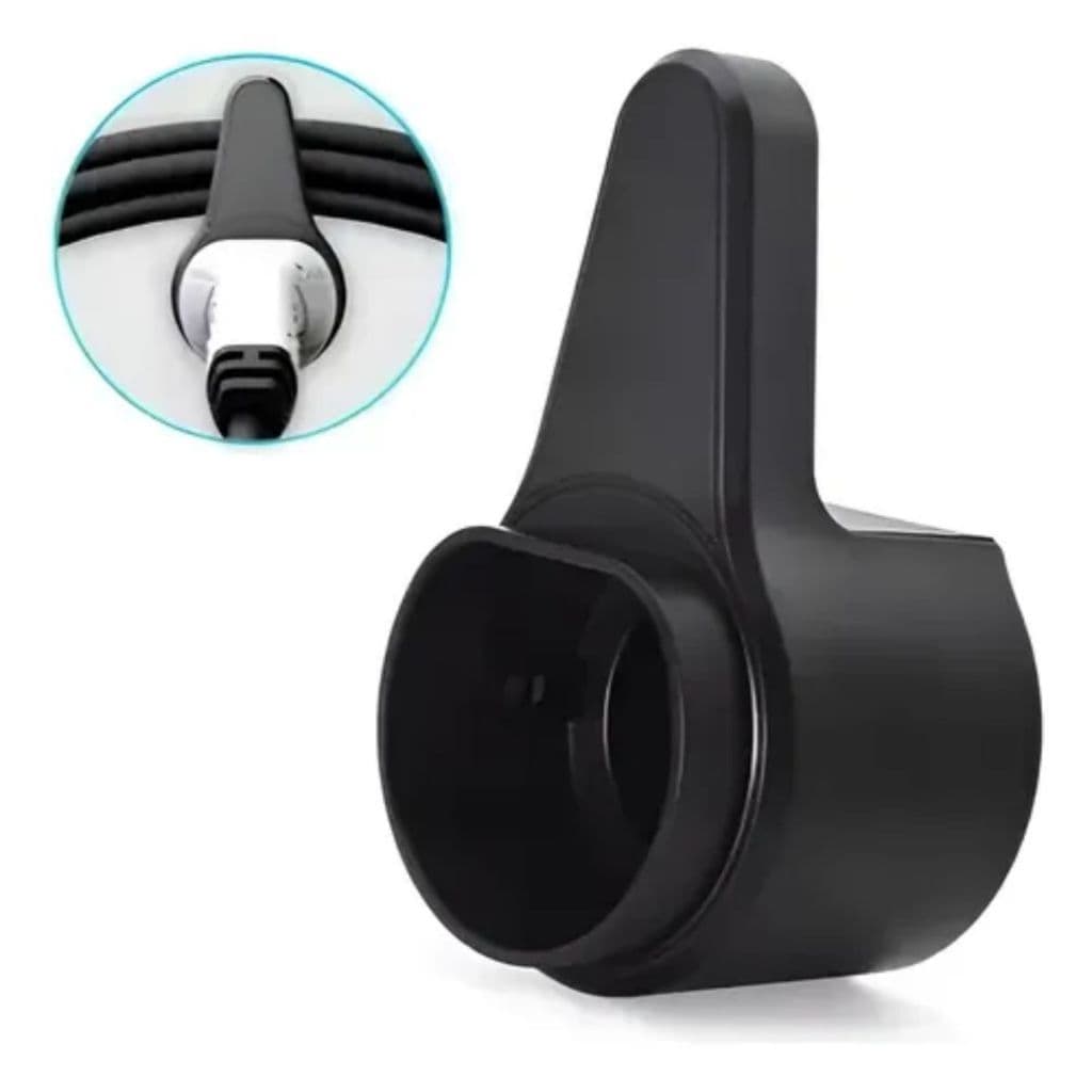Suporte de Parede para Carregador Veicular EV Tipo 2 – Organizador em Plástico Preto