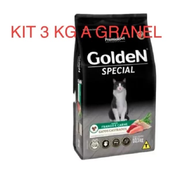 Golden Special Gatos Castrados Frango E Carne 3kg a granel.