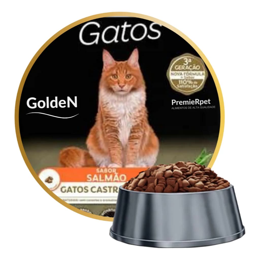 Ração Golden Salmão para Gatos Castrados 3kg A Granel | Alimento Seco Completo