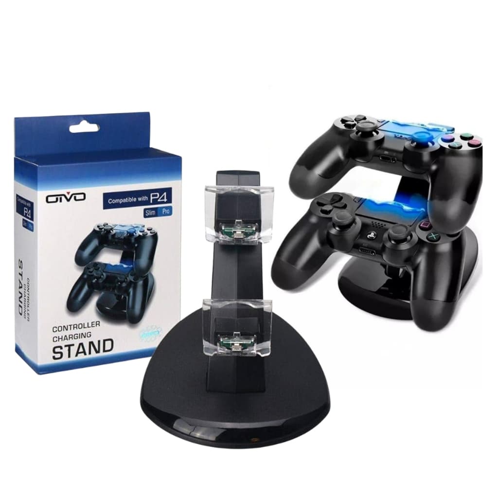 Suporte Carregador Dock Duplo com Indicador Led Para Controle Dualshock Ps4