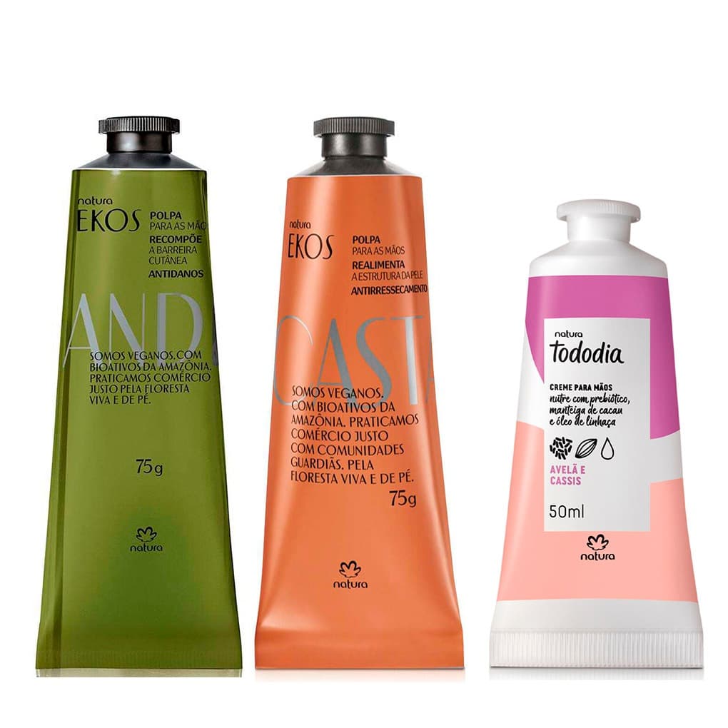Cremes Hidratantes Para As Mãos Natura - Ekos Castanha / Andiroba - Tododia Avelã e Cassis