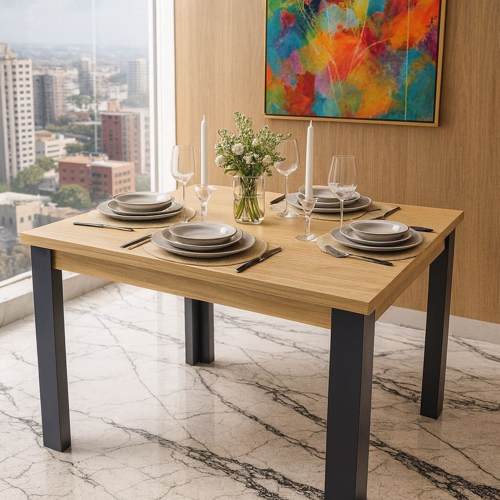 Mesa De Jantar Industrial 4 Lugares Retangular 90x90
