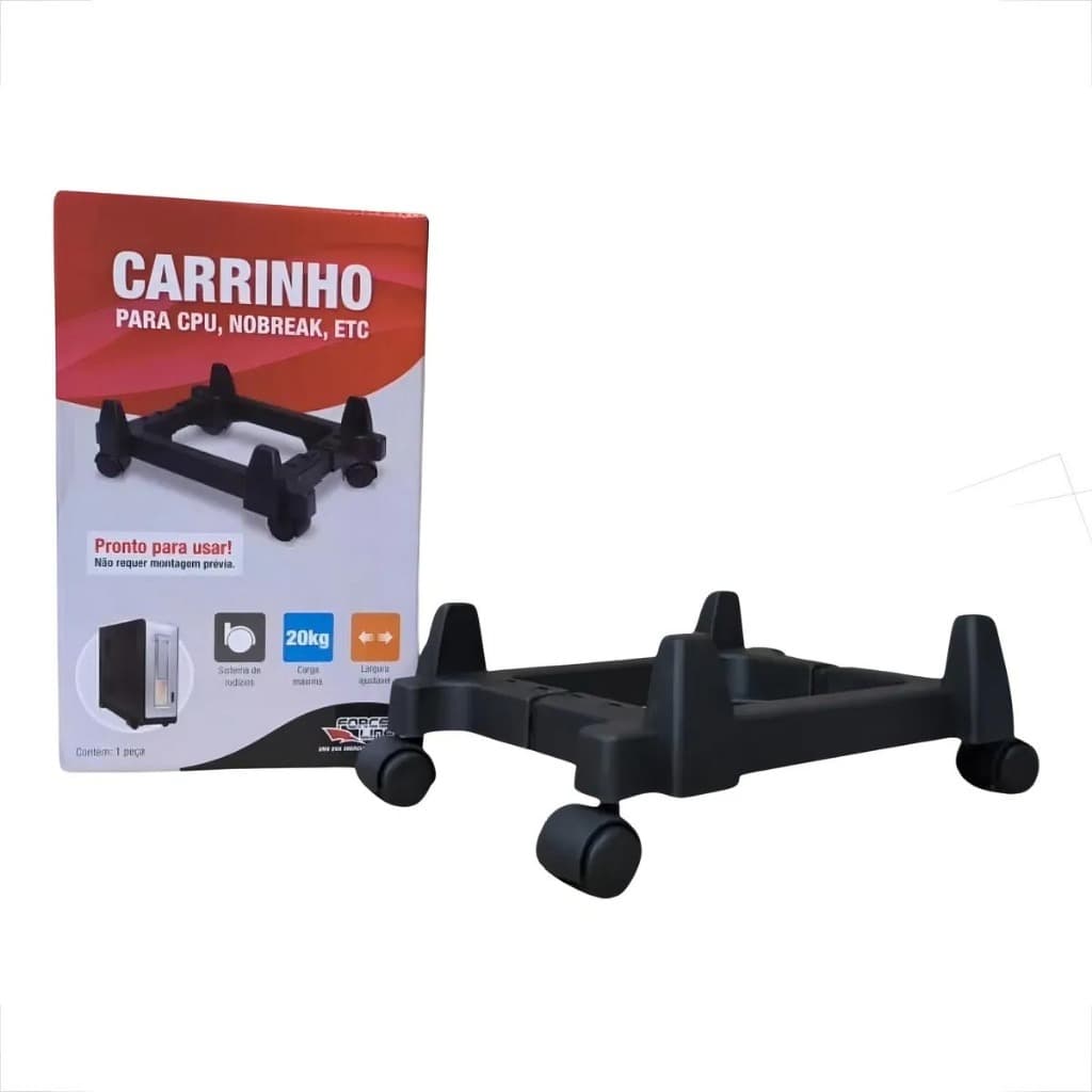 Carrinho Suporte Para Cpu E No Break Com Rodinhas Force Line
