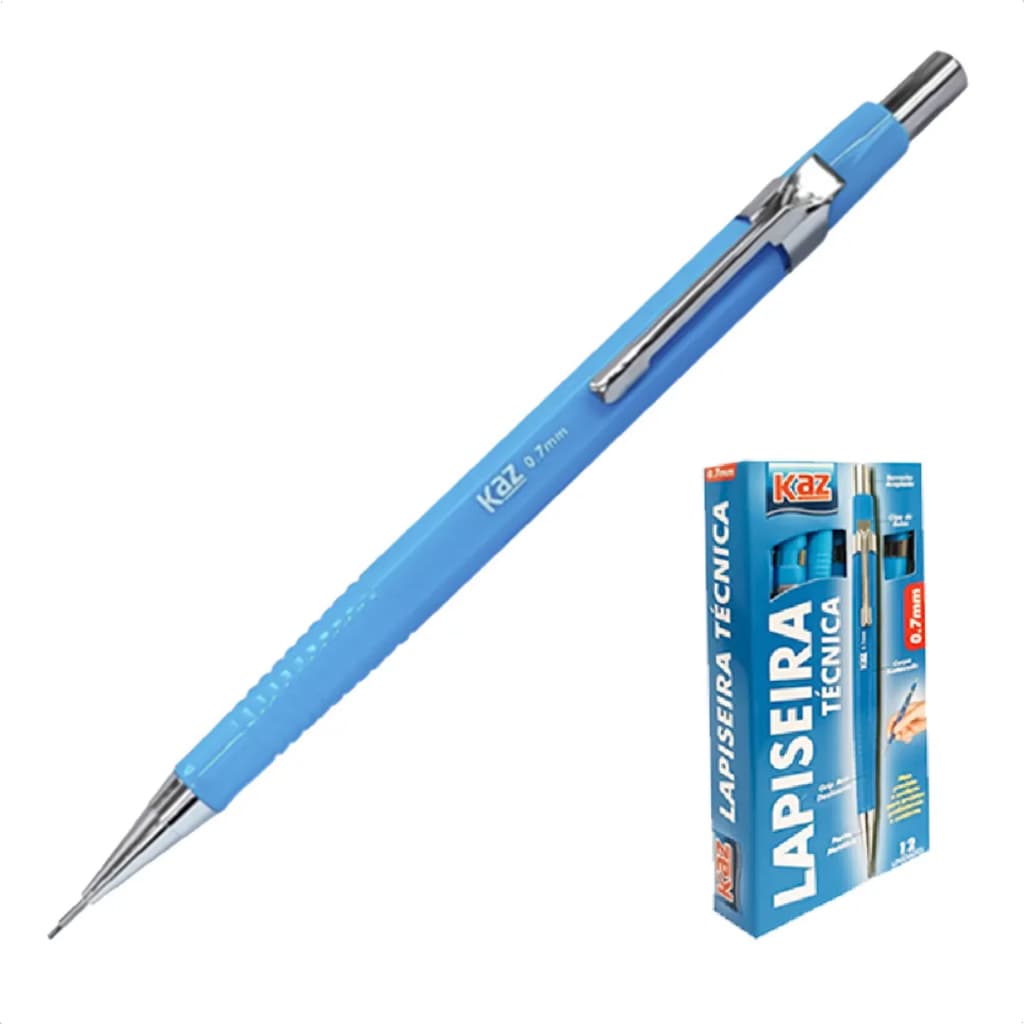 Kit 12 Lapiseira 0.7mm Técnica Azul Sharp Com Borracha