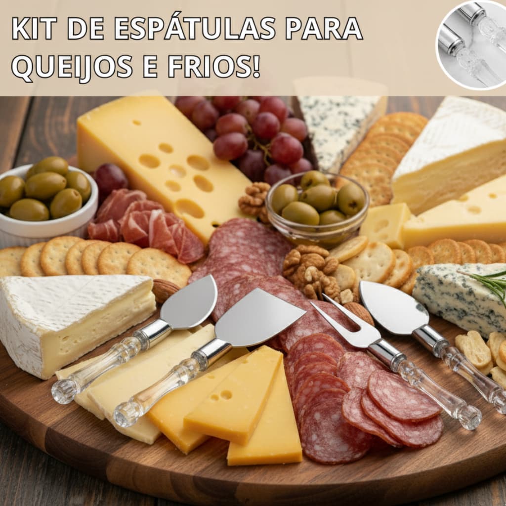 Espátulas Diamond Para Queijos Inox Wincy Conjunto Com 4 Espátulas
