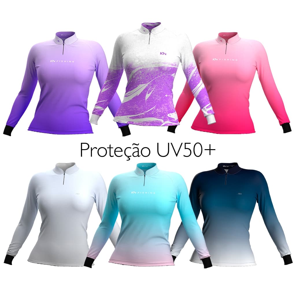 Camiseta de Pesca Cor DRY SOFT Proteção Solar UV50 Feminina