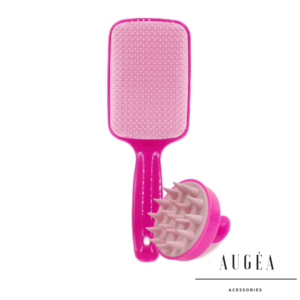 Kit Escova Raquete Flex e Escova Massageadora Capilar de Silicone