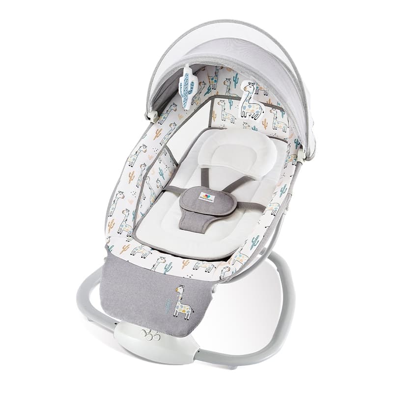 Cadeira Techno Plus de Descanso e Balanço para Bebê com Suporte Reclinável para os Pés Cacto/Girafa - Mastela