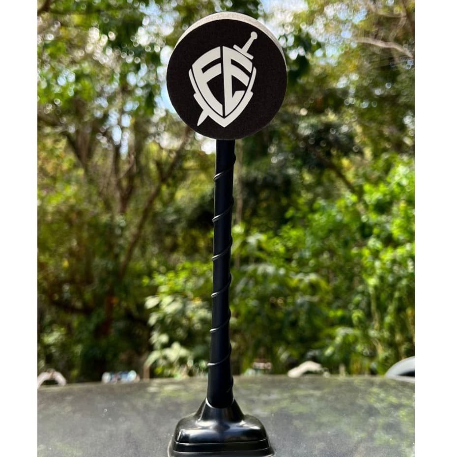 Ponteira Enfeite de Antena Escudo da Fé - Preto e Branco - Fé - Deus - Carro e Moto