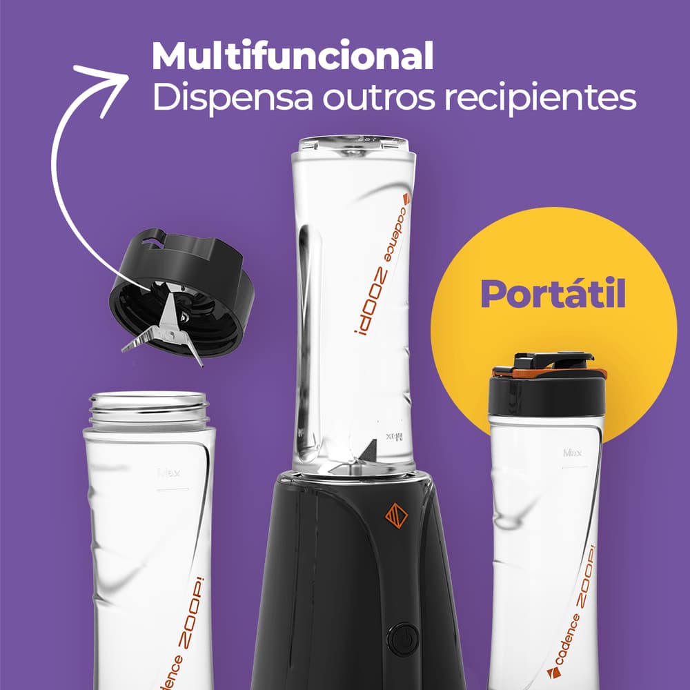 Blender Mini Liquidificador Portátil Zoop Contrast Cadence + 2 Jarras - BLD701 Shakes Batidas