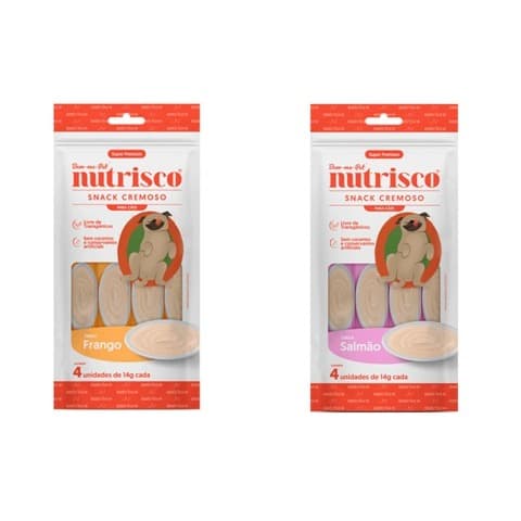 Snack Cremoso Nutrisco Cães - Sabor Salmão ou Frango 56g (4 unidades de 14g cada)