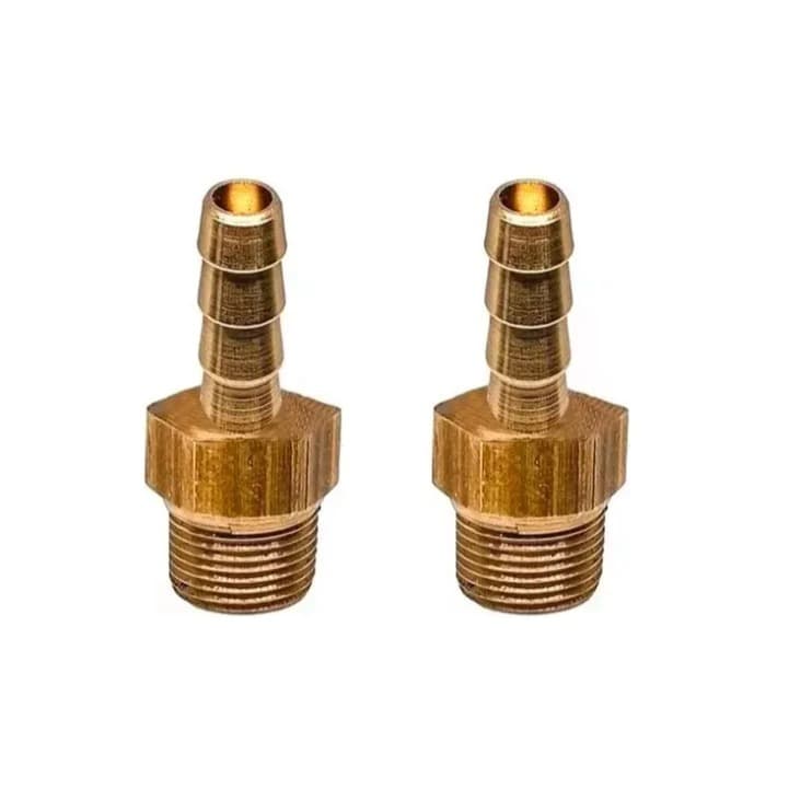 2 Espigão Macho Adaptador De Gás Mangueira 1/2'' Bico 3/8'' Fogão + 2 Abraçadeira